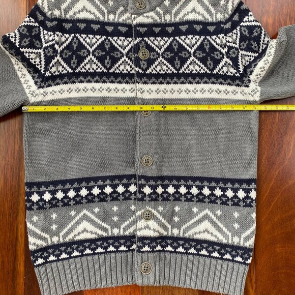 Esprit Mens Nordic Fair Isle Cardigan Aztec Western Gray Size L Vintage - Picture 11 of 12